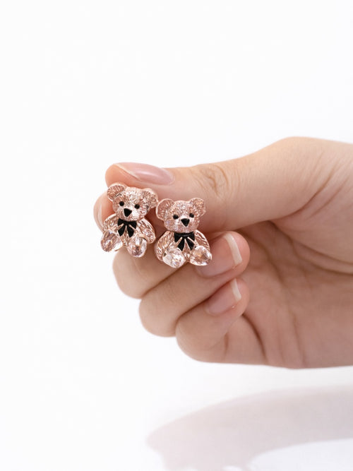 crystal bear studs