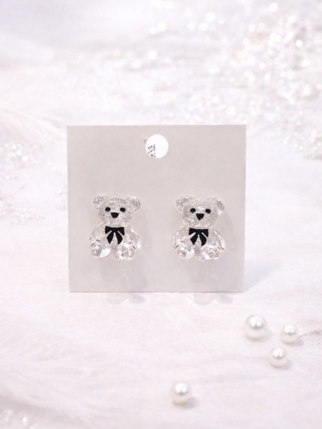 crystal bear studs