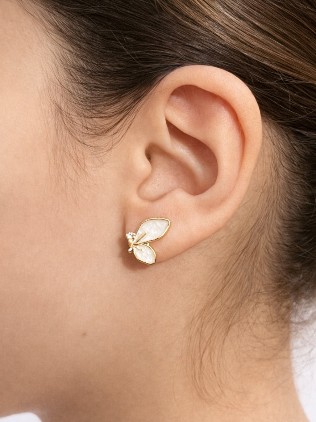 Gold butterfly studs